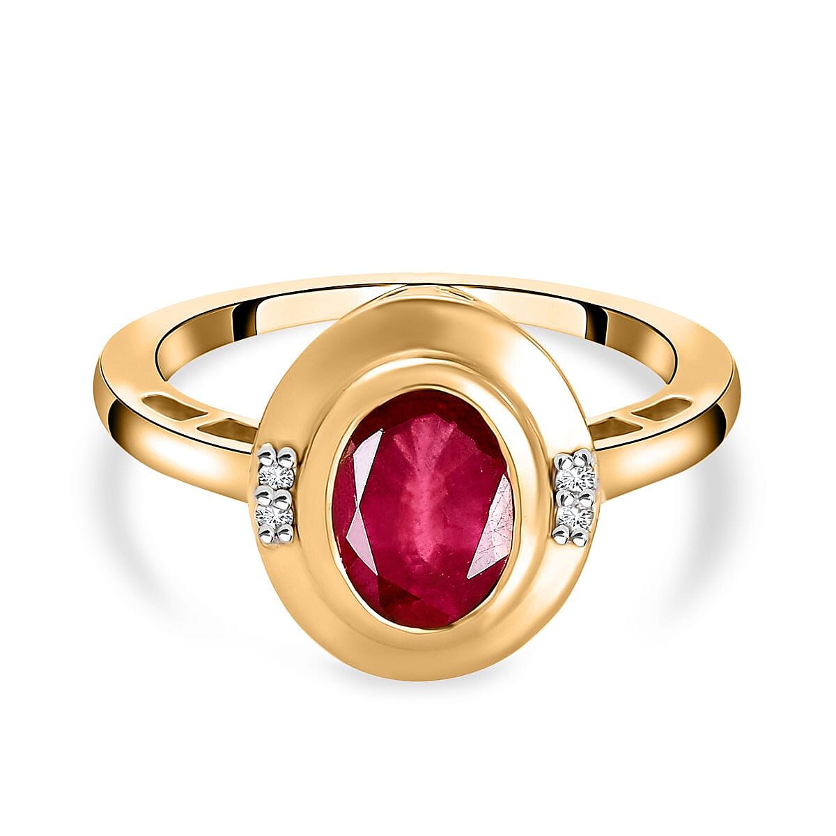 Pink Ruby (FF) Diamond Ring in 18K Yellow Gold Vermeil Plated  Sterling Silver 1.95 Ct. 7455200 0