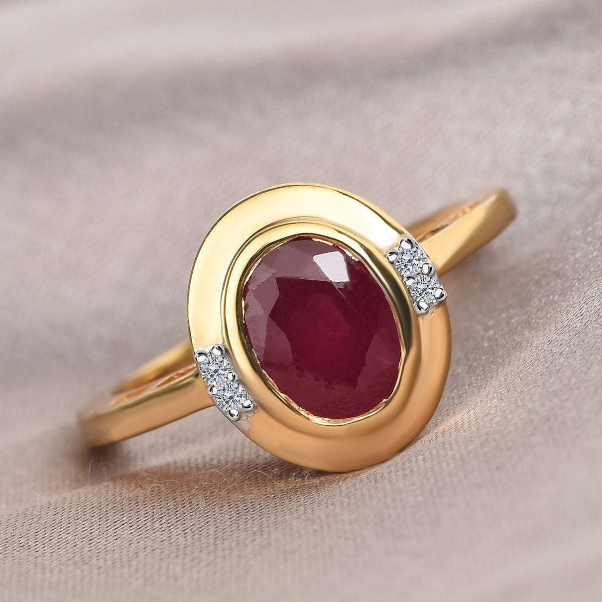 Pink Ruby (FF) Diamond Ring in 18K Yellow Gold Vermeil Plated  Sterling Silver 1.95 Ct. 7455200 2