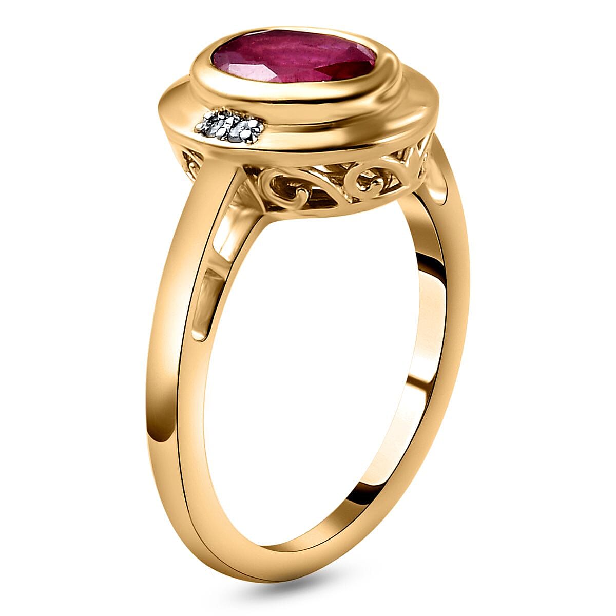 Pink Ruby (FF) Diamond Ring in 18K Yellow Gold Vermeil Plated  Sterling Silver 1.95 Ct. 7455200 4