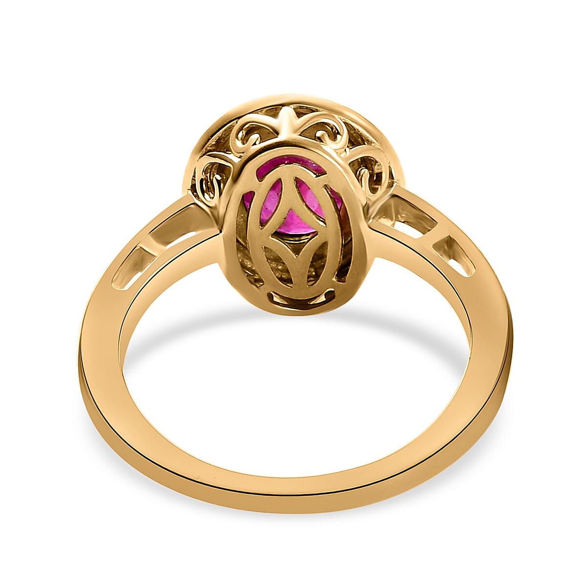 Pink Ruby (FF) Diamond Ring in 18K Yellow Gold Vermeil Plated  Sterling Silver 1.95 Ct. 7455200 5