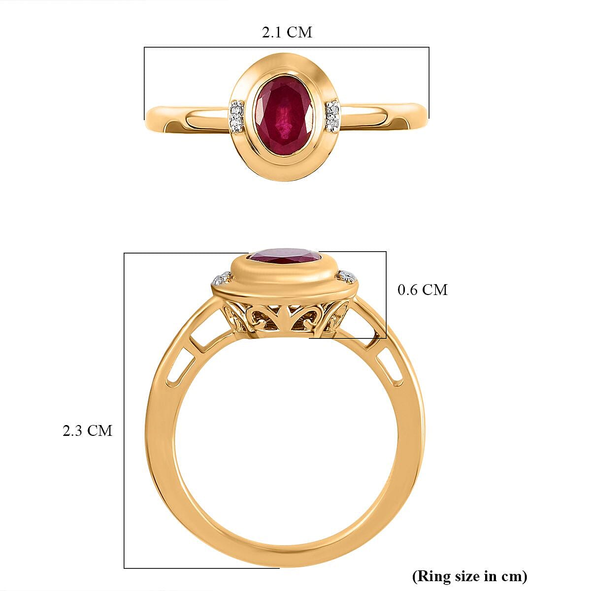 Pink Ruby (FF) Diamond Ring in 18K Yellow Gold Vermeil Plated  Sterling Silver 1.95 Ct. 7455200 6