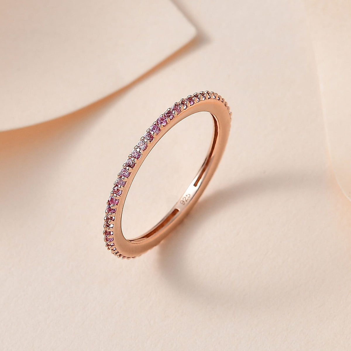 Pink Sapphire Wedding Band Ring in 18K Vermeil Rose Gold Plated Sterling Silver 0.58 ct  0.406  Ct. 7598767 1