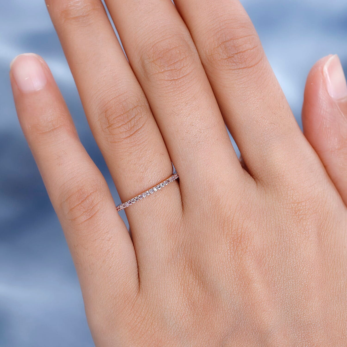 Pink Sapphire Wedding Band Ring in 18K Vermeil Rose Gold Plated Sterling Silver 0.58 ct  0.406  Ct. 7598767 2