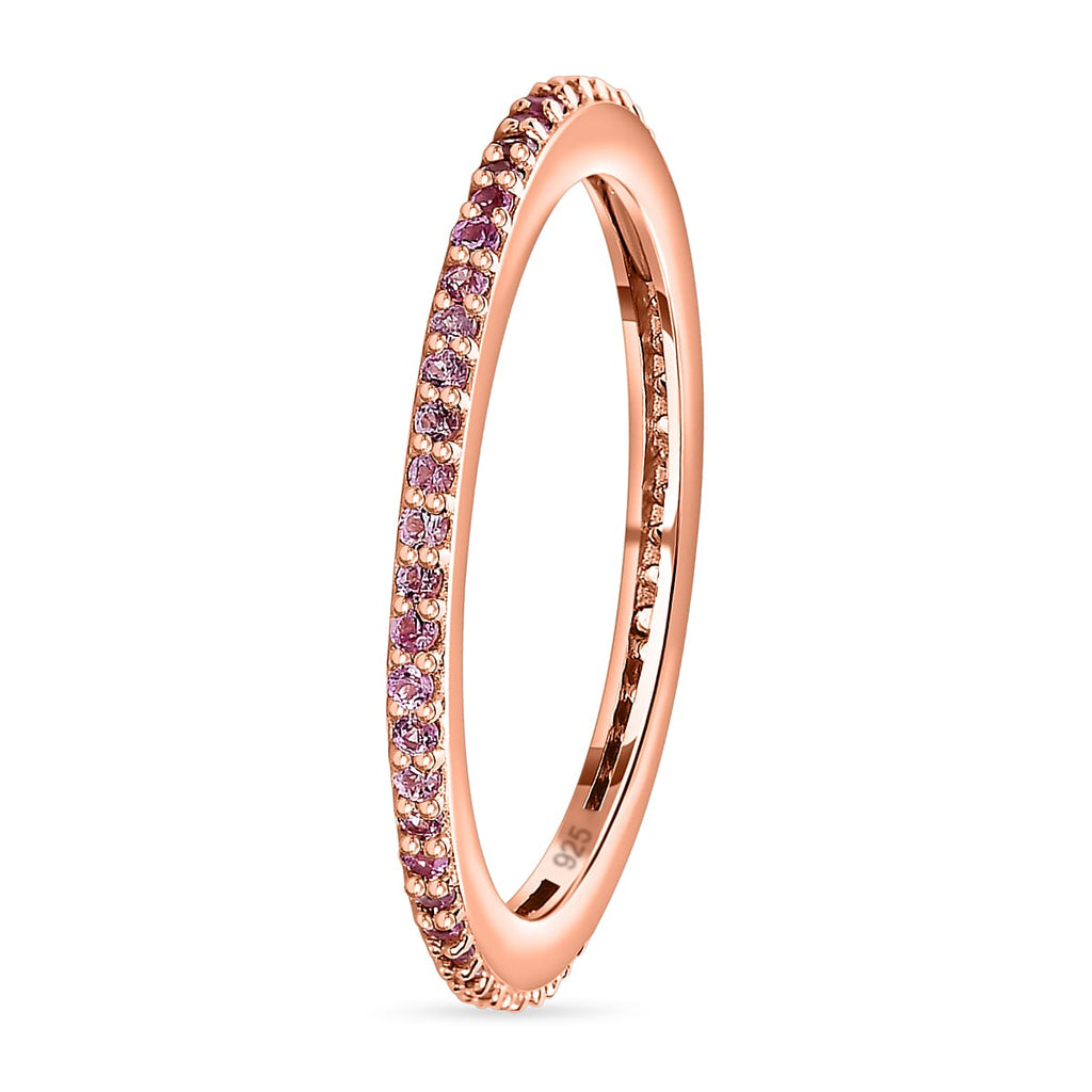 Pink Sapphire Tennis Ring in 18K Vermeil Rose Gold Plated Sterling Silver