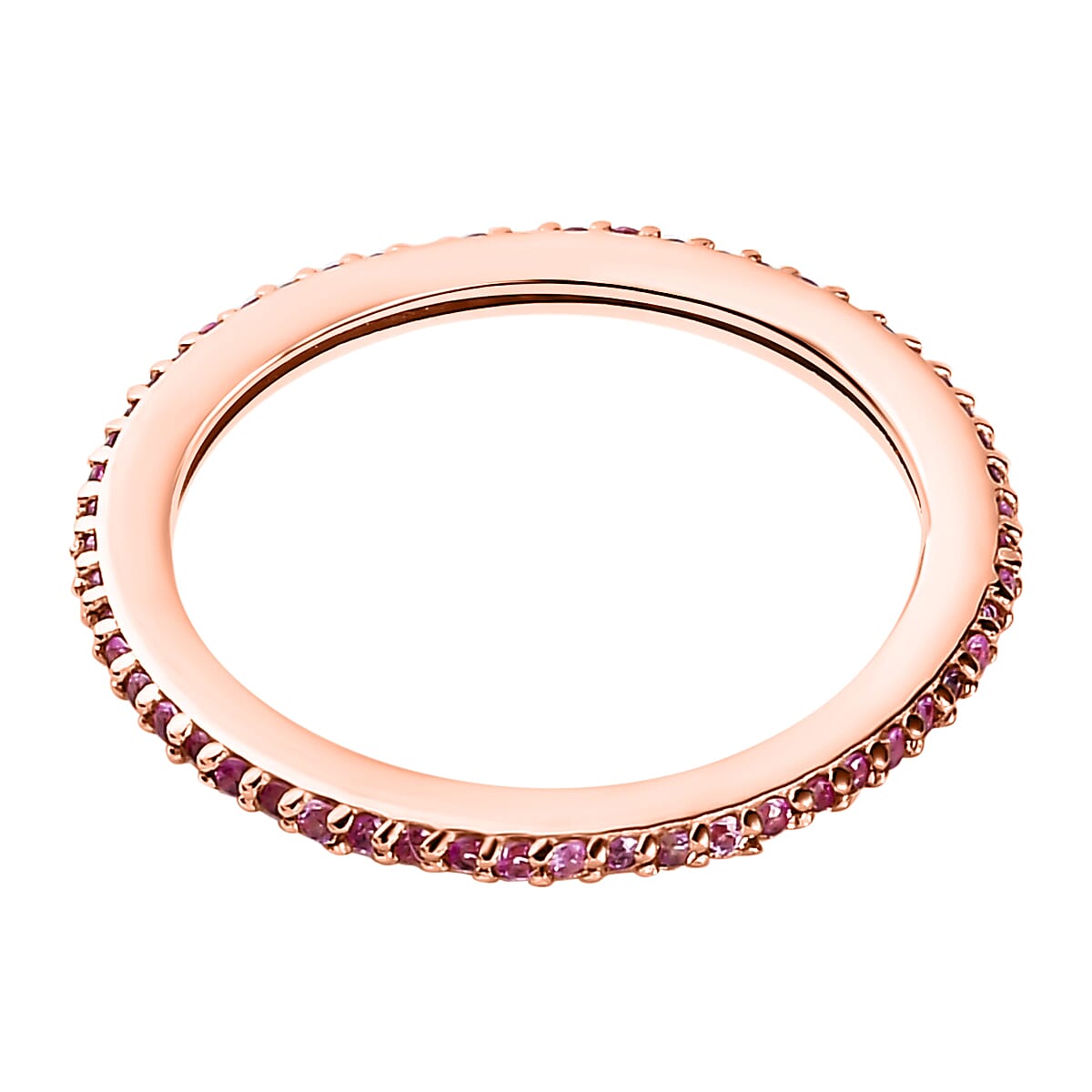 Pink Sapphire Wedding Band Ring in 18K Vermeil Rose Gold Plated Sterling Silver 0.58 ct  0.406  Ct. 7598767 4