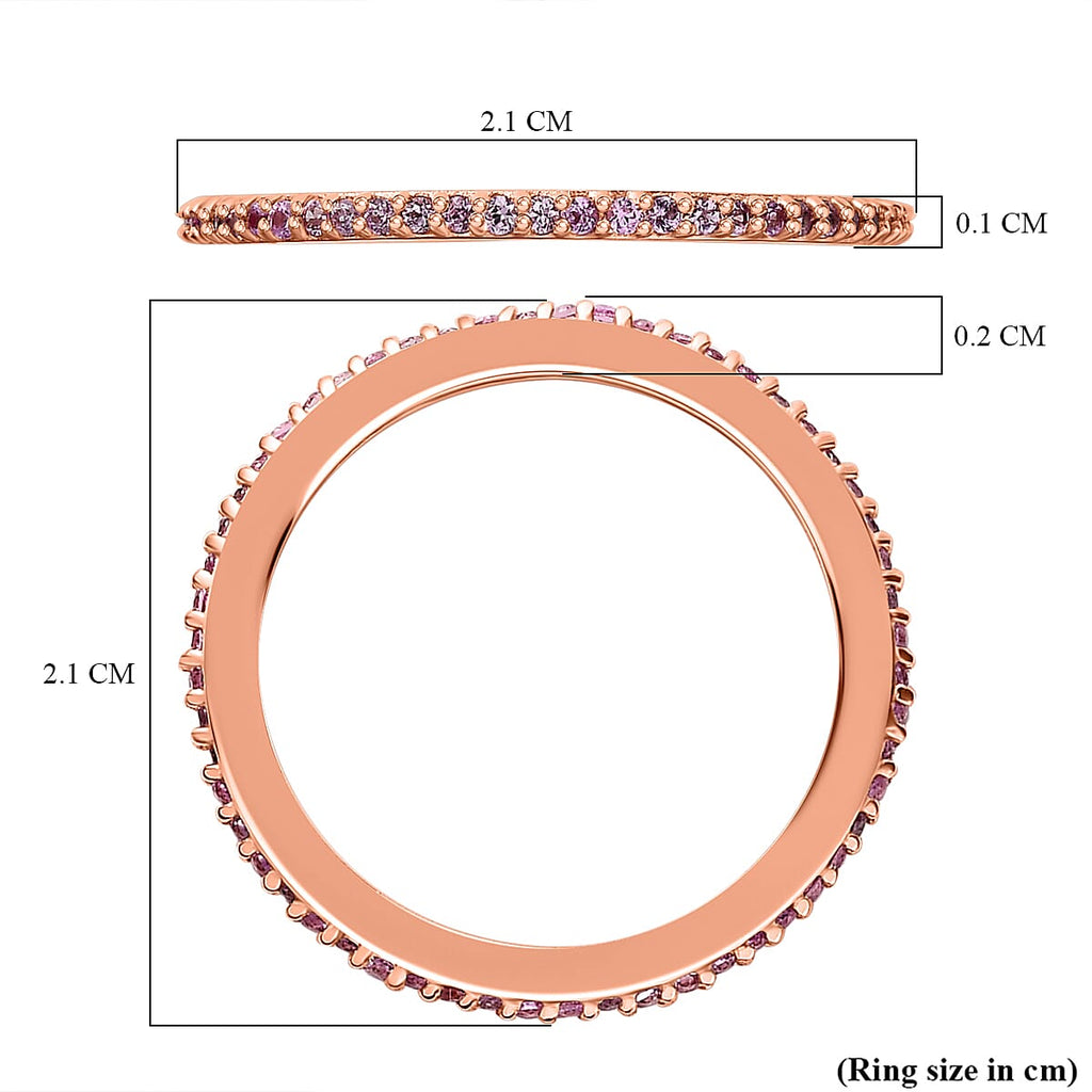 Pink Sapphire Tennis Ring in 18K Vermeil Rose Gold Plated Sterling Silver