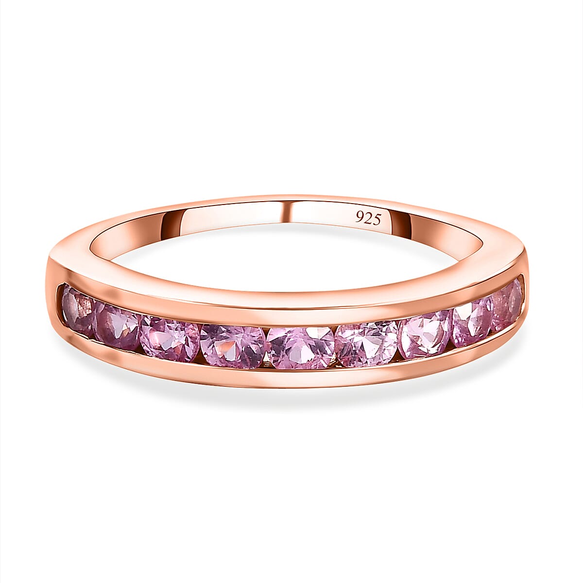 Pink Sapphire Band Ring in 18K Vermeil RG Sterling Silver 0.90 ct 1.035 Ct. 7598847 0