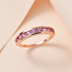 Pink Sapphire Band Ring in 18K Rose Gold Vermeil Plated Sterling Silver 1.04 Ct.