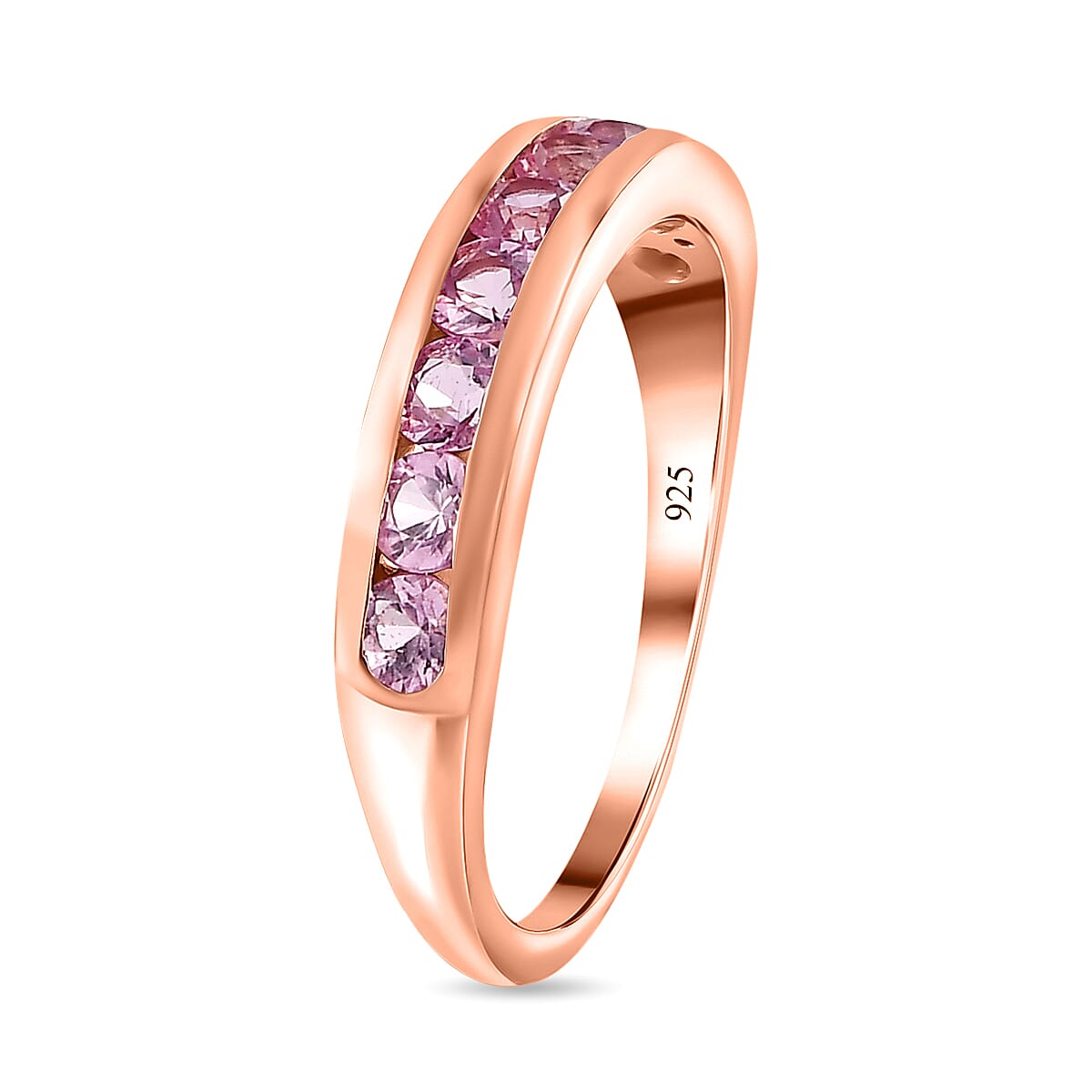 Pink Sapphire Band Ring in 18K Vermeil RG Sterling Silver 0.90 ct 1.035 Ct. 7598847 3