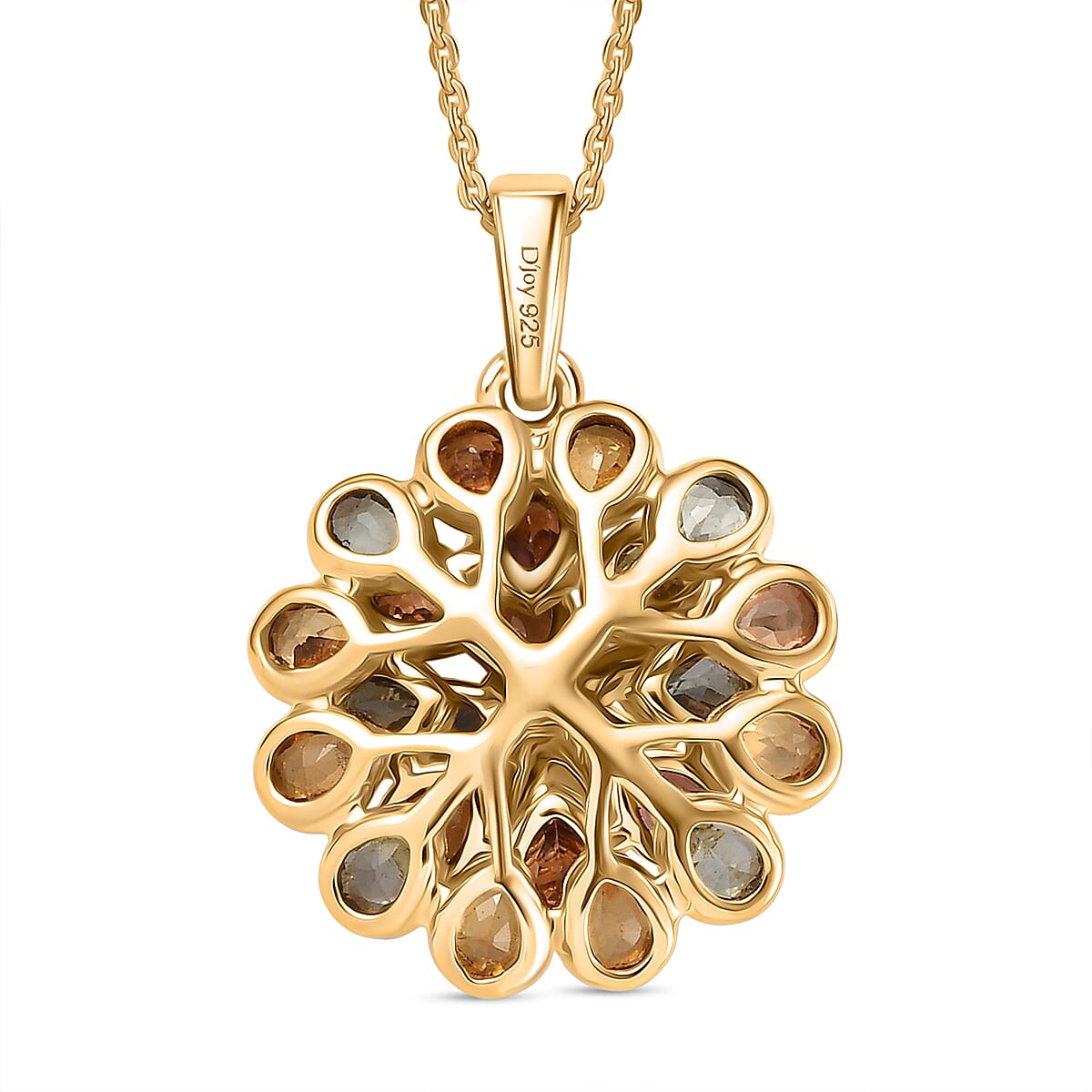 D'joy Rainbow Sapphire &amp; Lab Grown Diamond (SI-GH) Pendant with Chain (Size 20) in 18K Vermeil Yellow Gold Plated Sterling Silver 5.05 Ct. 4417204 5