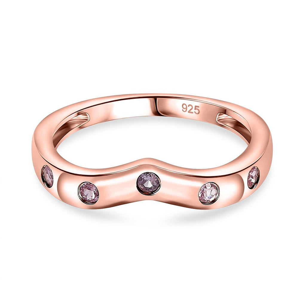 Pink Sapphire Wishbone Ring in 18K RG Vermeil Plated Sterling Silver
