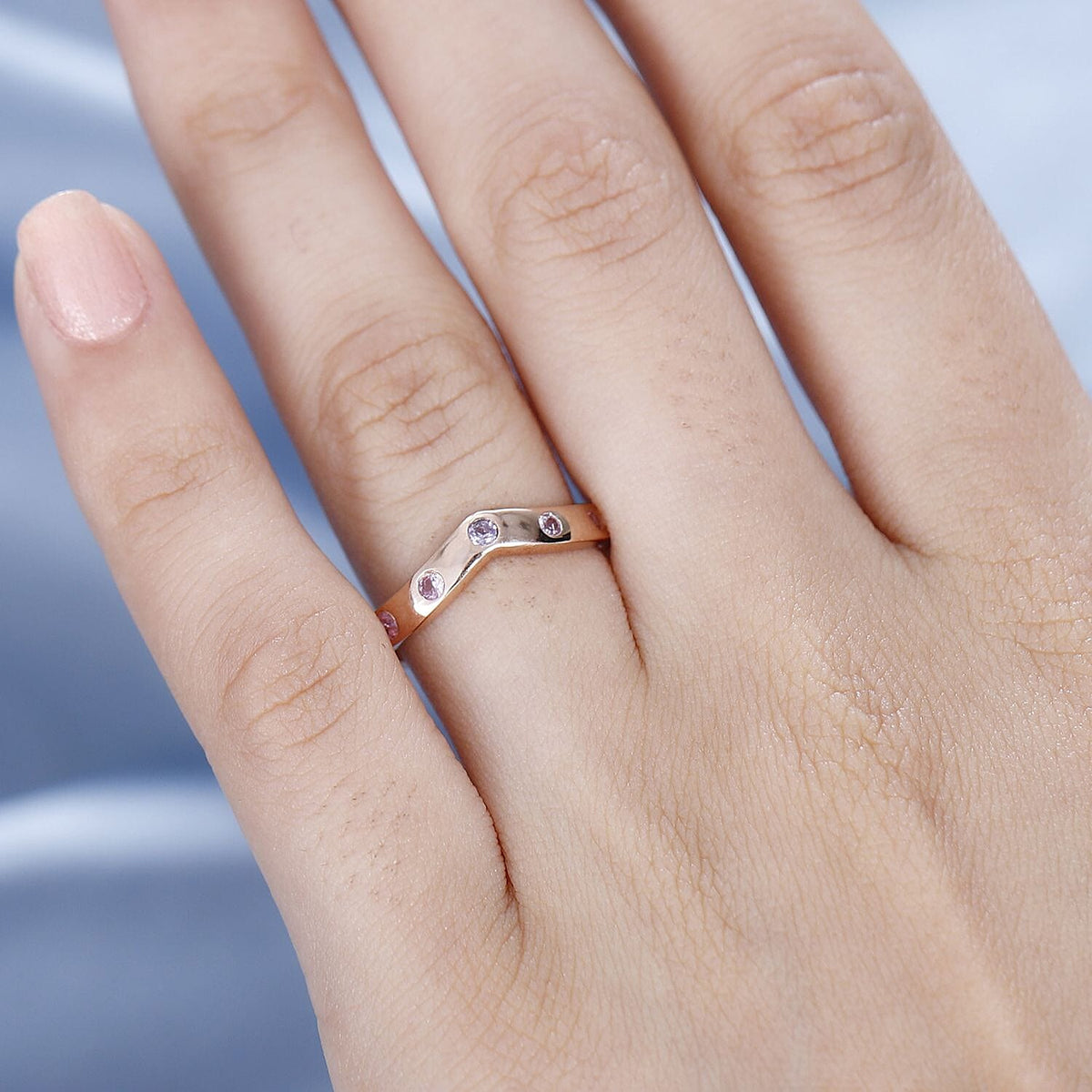 Pink Sapphire Wishbone Ring in 18K RG Vermeil Plated Sterling Silver 7807366 2