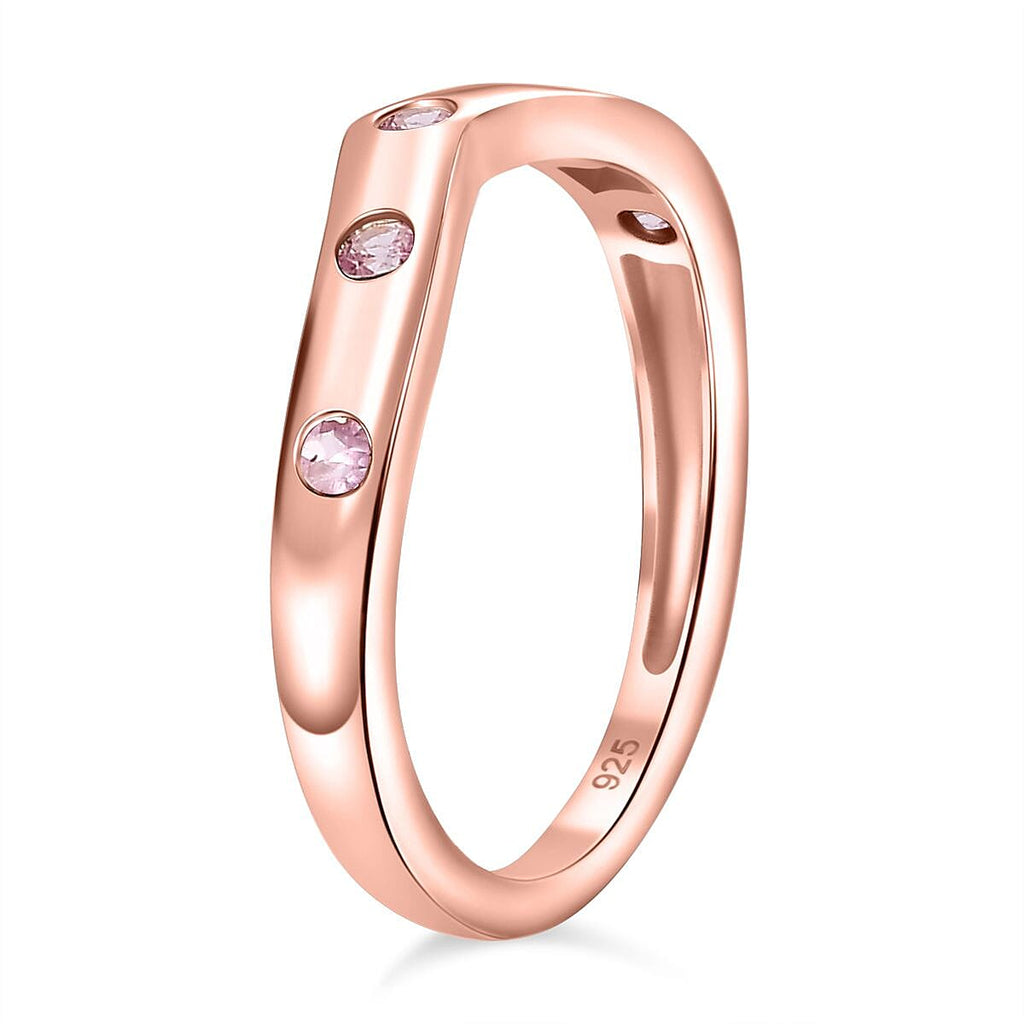 Pink Sapphire Wishbone Ring in 18K RG Vermeil Plated Sterling Silver