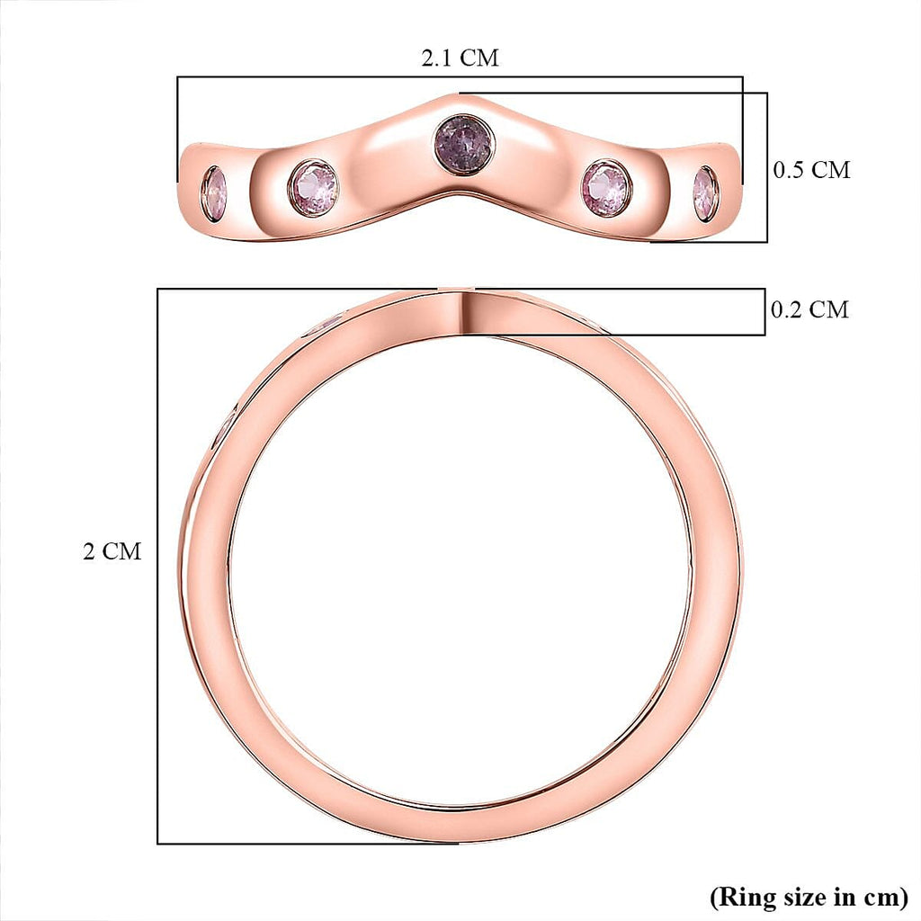 Pink Sapphire Wishbone Ring in 18K RG Vermeil Plated Sterling Silver