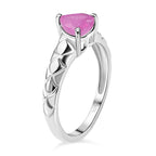 Pink Sapphire Heart Ring in Sterling Silver 1.00 Ct.