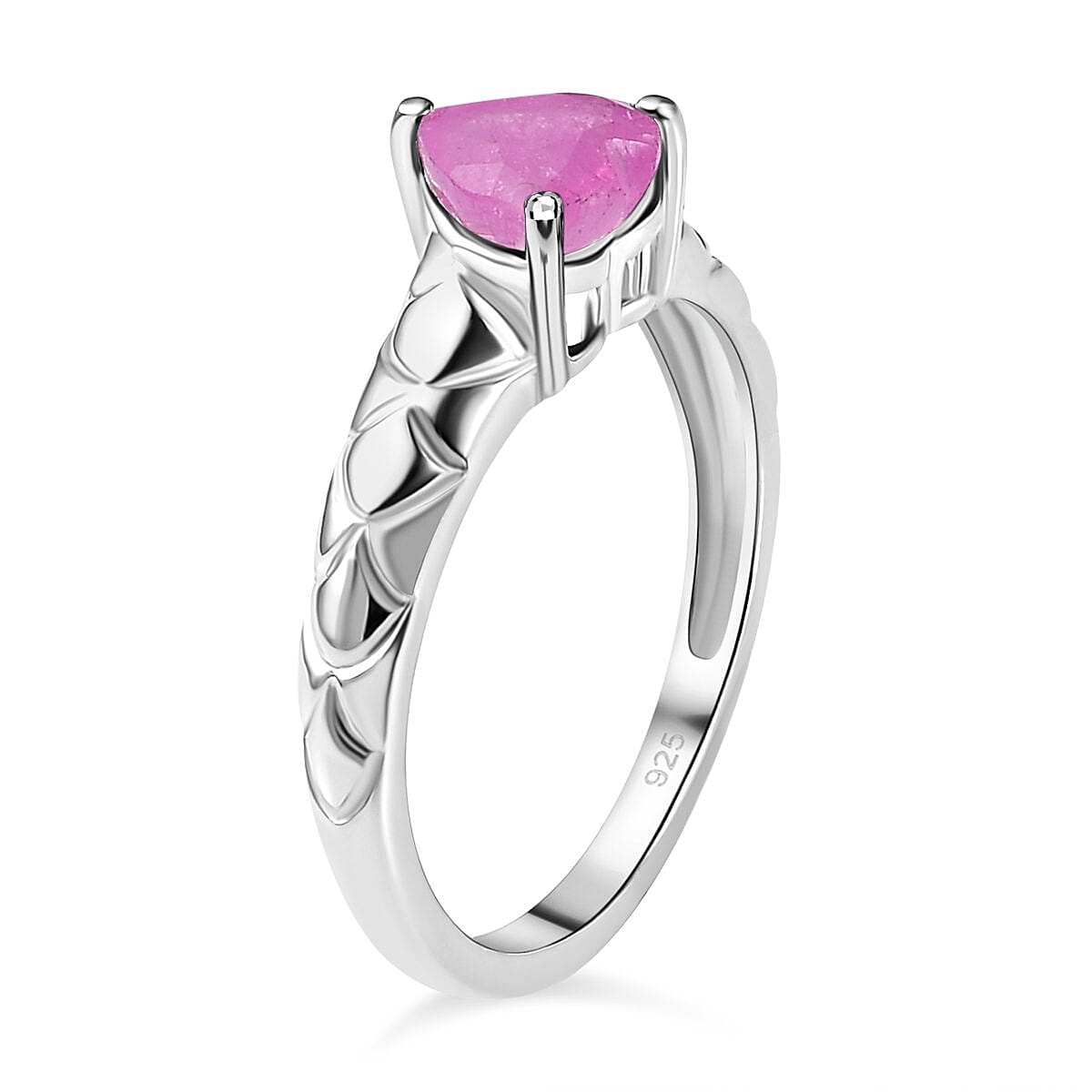 Pink Sapphire Heart Ring in Sterling Silver 1.00 Ct. 7236369 9