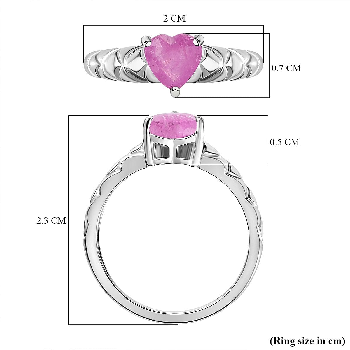 Pink Sapphire Heart Ring in Sterling Silver 1.00 Ct. 7236369 11