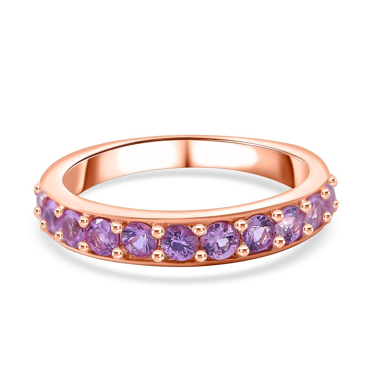 Madagascar Pink Sapphire Half-Eternity Band Ring in 18K Vermeil Rose Gold Plated Sterling Silver 7801969 0