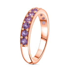 Madagascar Pink Sapphire Eternity Band Ring in 18K Vermeil RG Plated Sterling Silver