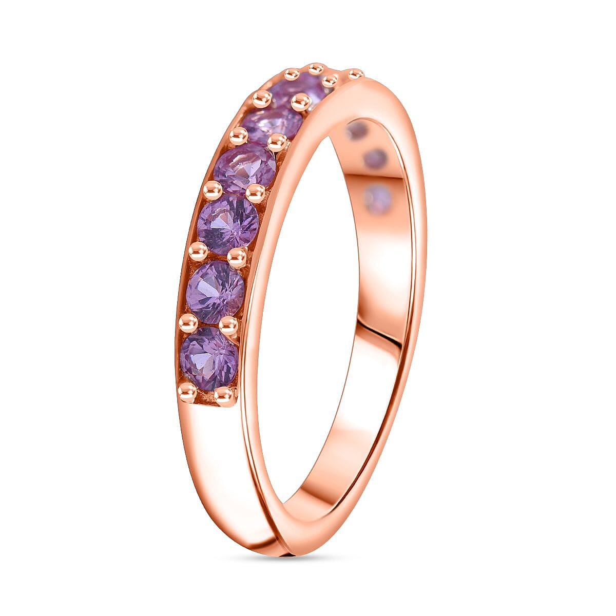 Madagascar Pink Sapphire Half-Eternity Band Ring in 18K Vermeil Rose Gold Plated Sterling Silver 7801969 3