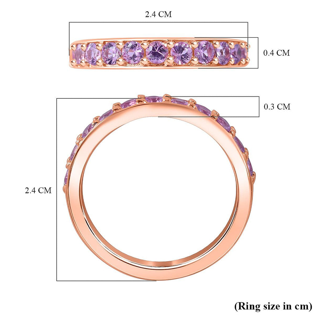 Madagascar Pink Sapphire Eternity Band Ring in 18K Vermeil RG Plated Sterling Silver