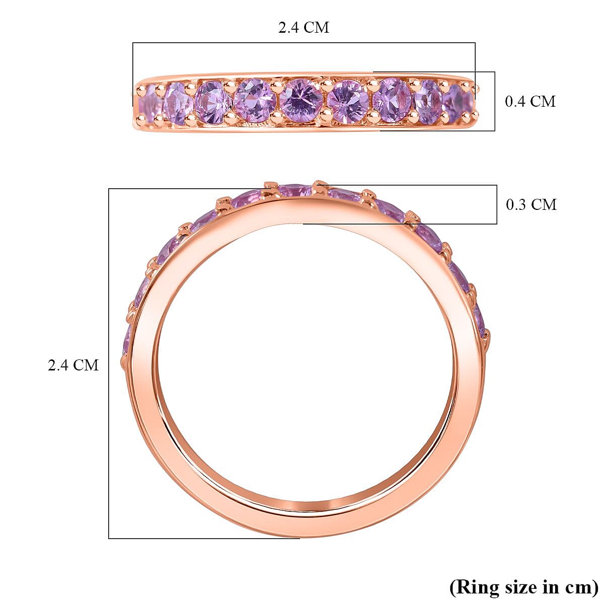 Madagascar Pink Sapphire Half-Eternity Band Ring in 18K Vermeil Rose Gold Plated Sterling Silver 7801969 5