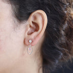 Pink Sapphire & Natural Zircon Star Dangle Earrings in 18K RG Vermeil Plated Sterling Silver