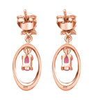 Pink Sapphire & Natural Zircon Star Dangle Earrings in 18K RG Vermeil Plated Sterling Silver