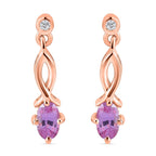 Madagascar Pink Sapphire & Natural Zircon Dangle Earrings in 18K Vermeil RG Sterling Silver