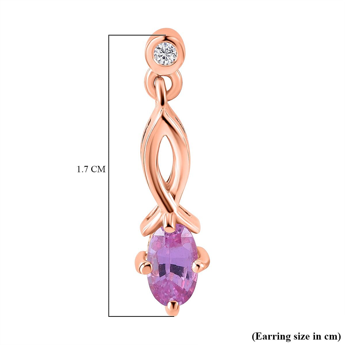 Madagascar Pink Sapphire and Natural Zircon Dangle Earrings in 18K Vermeil Rose Gold Plated Sterling Silver 7801979 4