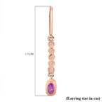 Madagascar Pink Sapphire & Natural Zircon Dangle Earrings in 18K Vermeil RG Plated Sterling Silver