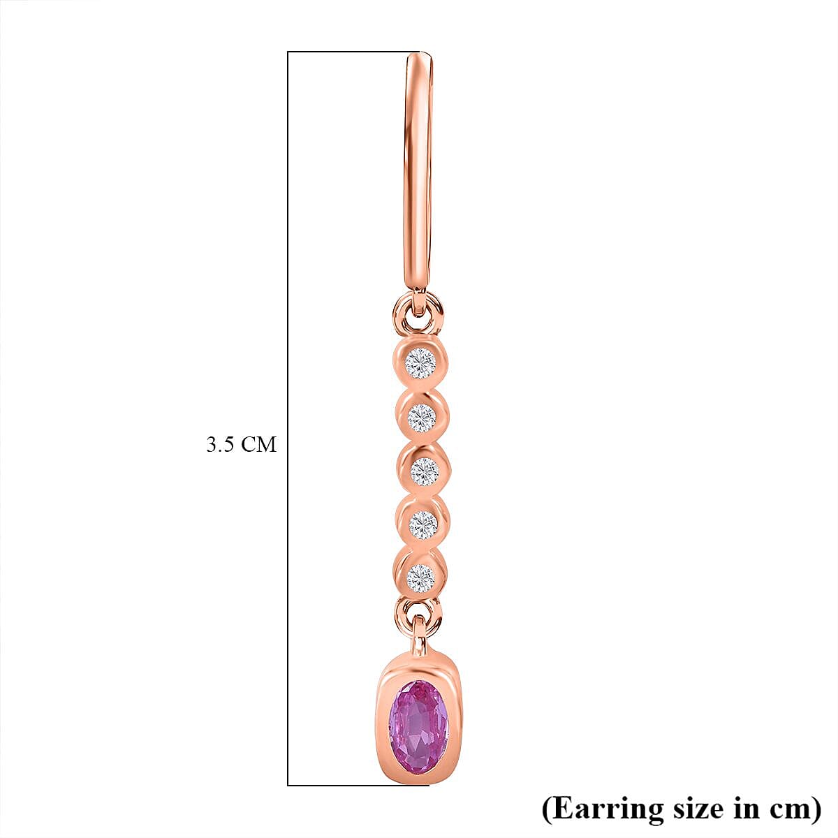 Madagascar Pink Sapphire and Natural Zircon Dangle Earrings in 18K Vermeil Rose Gold Plated Sterling Silver 7802000 5