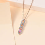 Madagascar Pink Sapphire & Natural Zircon Pendant with Chain (Size 20) in 18K RG Vermeil Sterling Silver 4.43 Ct, Silver Wt. 5.6 Gms