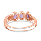 Pink Sapphire & Natural Zircon Ring in 18K Vermeil RG Plated Sterling Silver