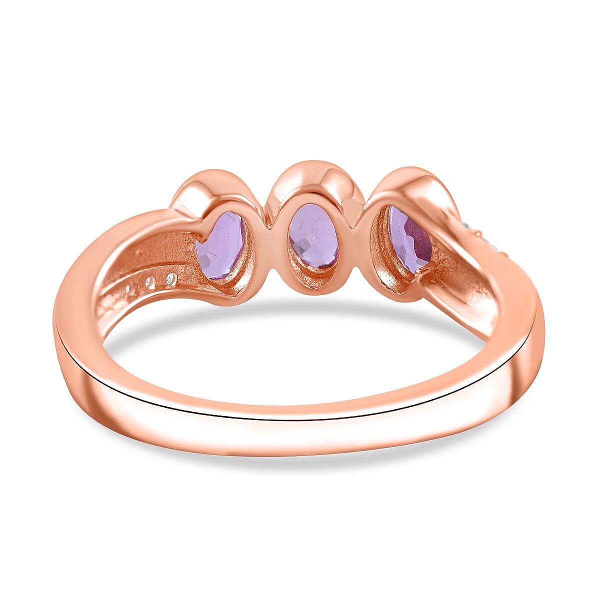 Pink Sapphire and Natural Zircon Ring in 18K Vermeil Rose Gold Plated Sterling Silver 7801981 4