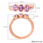 Pink Sapphire & Natural Zircon Ring in 18K Vermeil RG Plated Sterling Silver