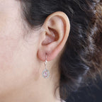 Pink Sapphire & Natural Zircon Earrings in 18K RG Vermeil Plated Sterling Silver