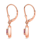 Pink Sapphire & Natural Zircon Earrings in 18K RG Vermeil Plated Sterling Silver