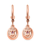 Pink Sapphire & Natural Zircon Earrings in 18K RG Vermeil Plated Sterling Silver