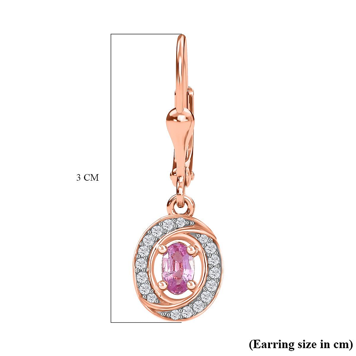 Pink Sapphire and Natural Zircon Halo Earrings in 18K Rose Gold Vermeil Plated Sterling Silver 7787172 6