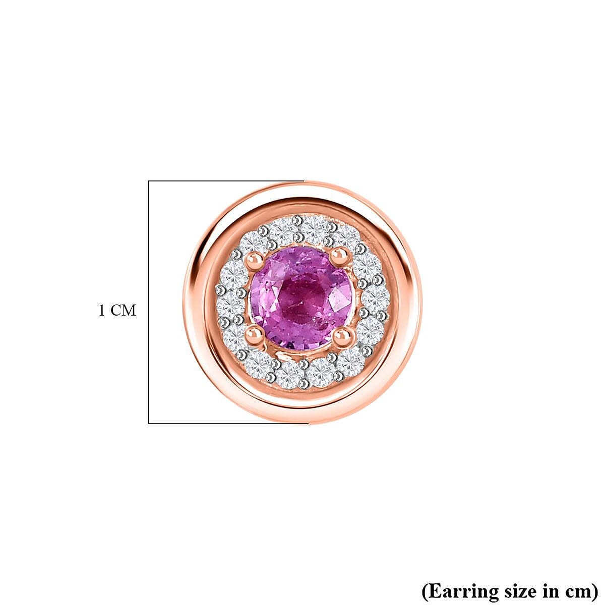 Pink Sapphire and Natural Zircon Halo Stud Earrings in 18K Rose Gold Vermeil Plated Sterling Silver 7787168 5