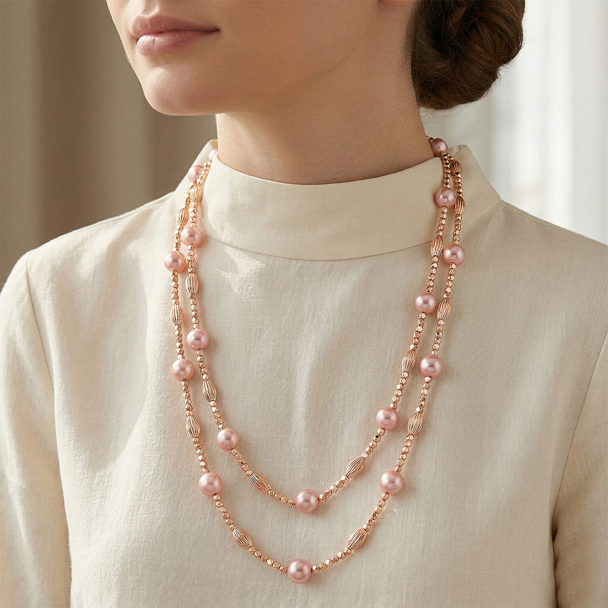 Pink Mother Of Pearl Adjustable Necklace (Size - 46) 220.00 Ct. 8378245 2
