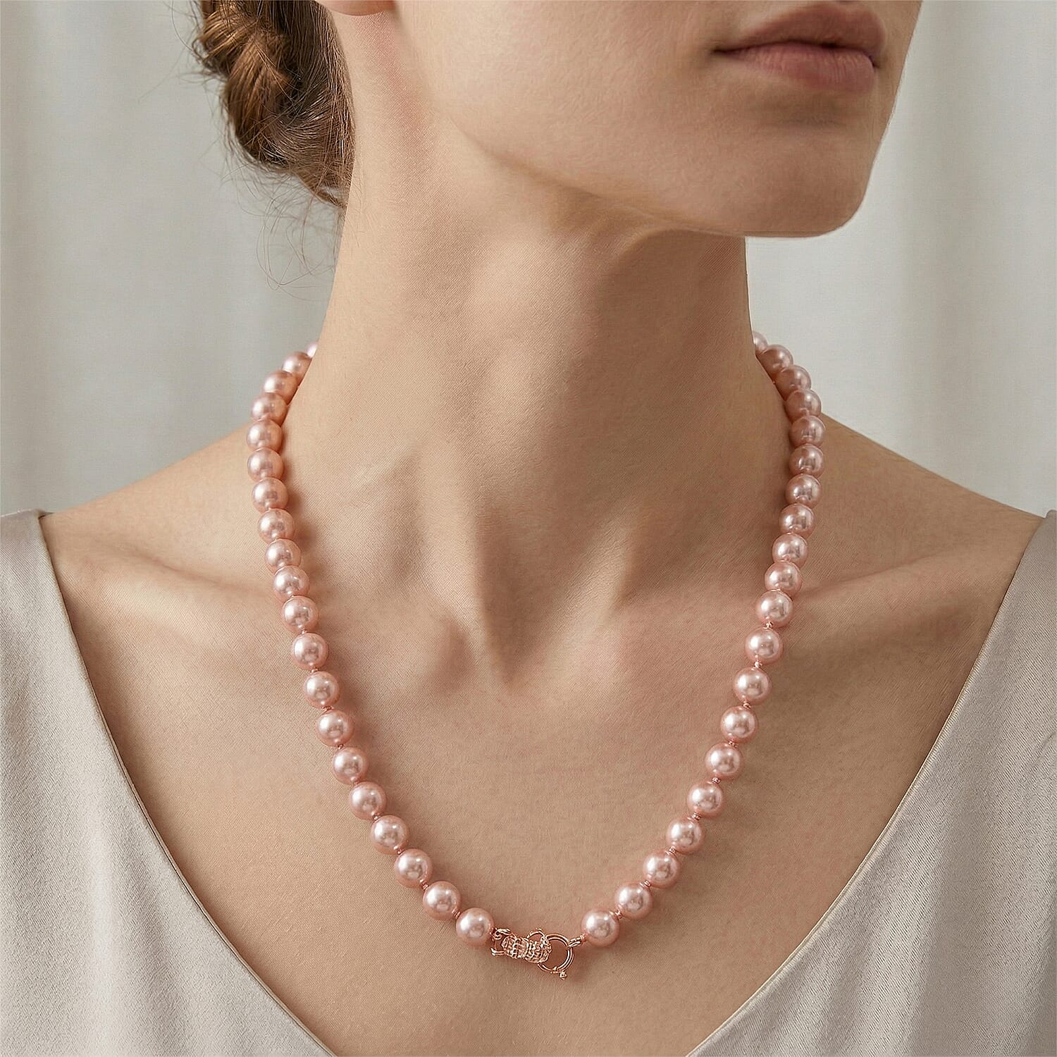 Pink Shell Pearl Beads Necklace (Size - 20) 350.00 Ct. V32514501 2