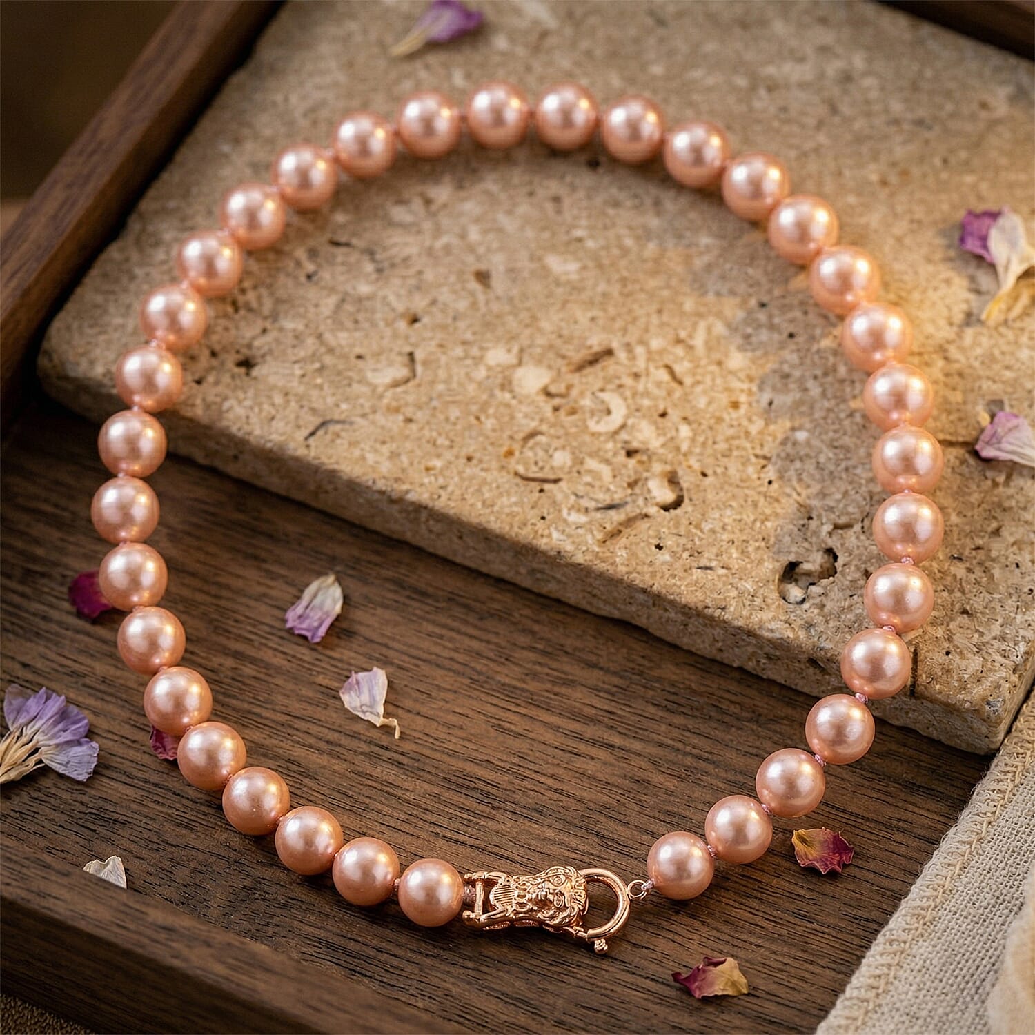 Pink Shell Pearl Beads Necklace (Size - 20) 350.00 Ct. V32514501 3