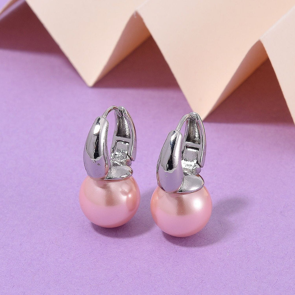 Pink Shell Pearl Earring with Hoop 40.00 Ct.