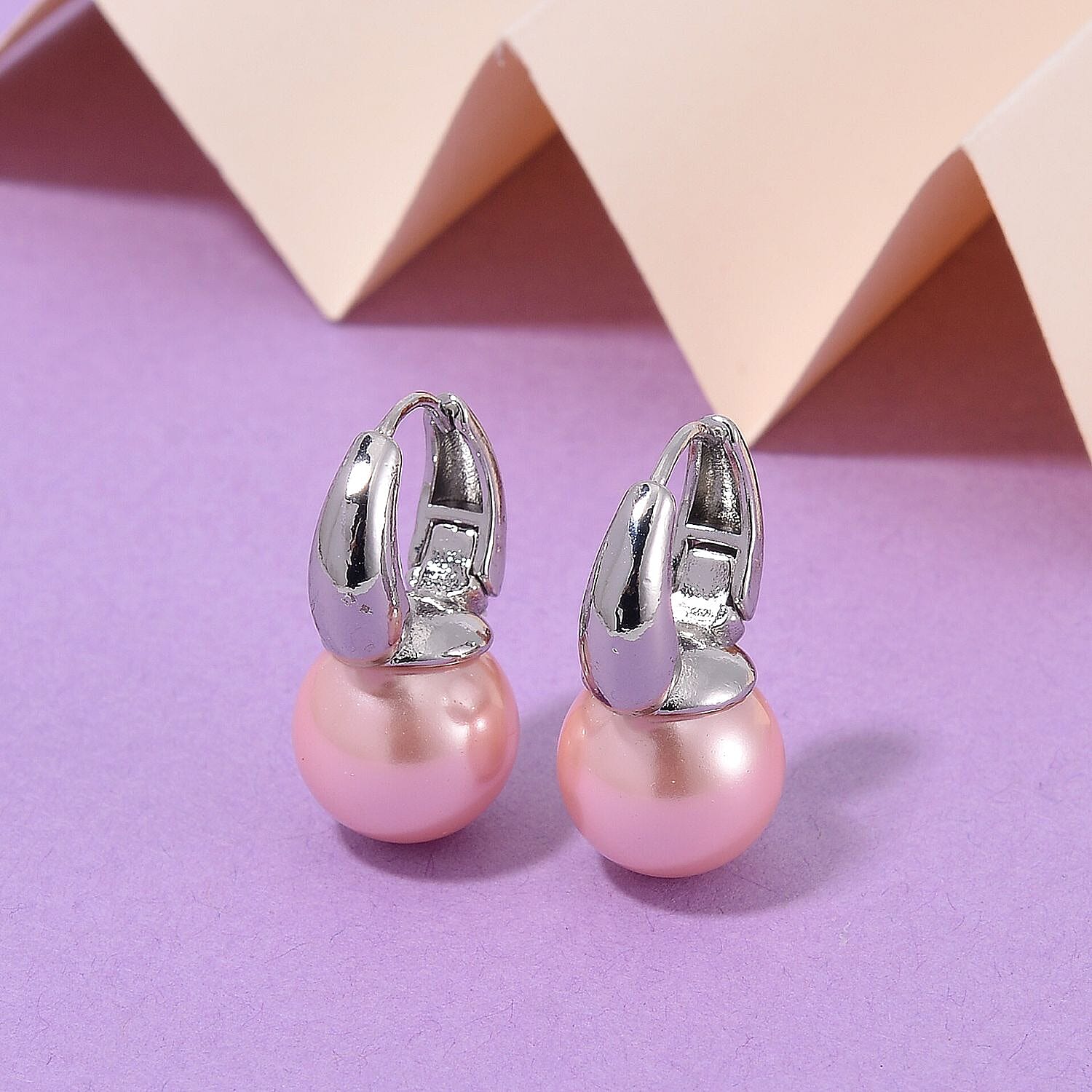 Pink Shell Pearl Earring with Hoop 40.00 Ct. 8103664 2