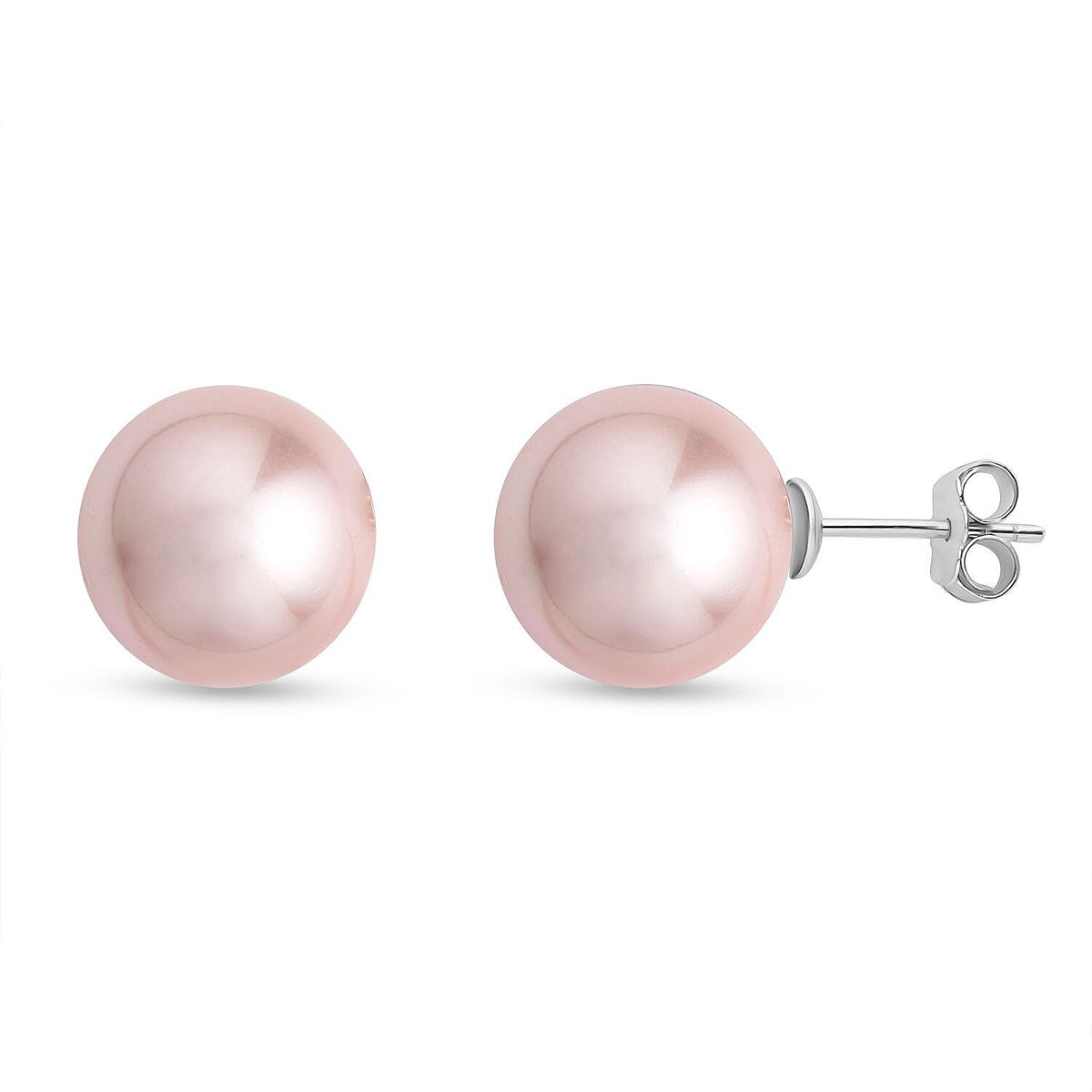 2 Piece Set - Pink Shell Pearl Pendant with Chain ( Size 20) and Earrings (With Push Back) in Rhodium Overlay Sterling Silver 4321463 4