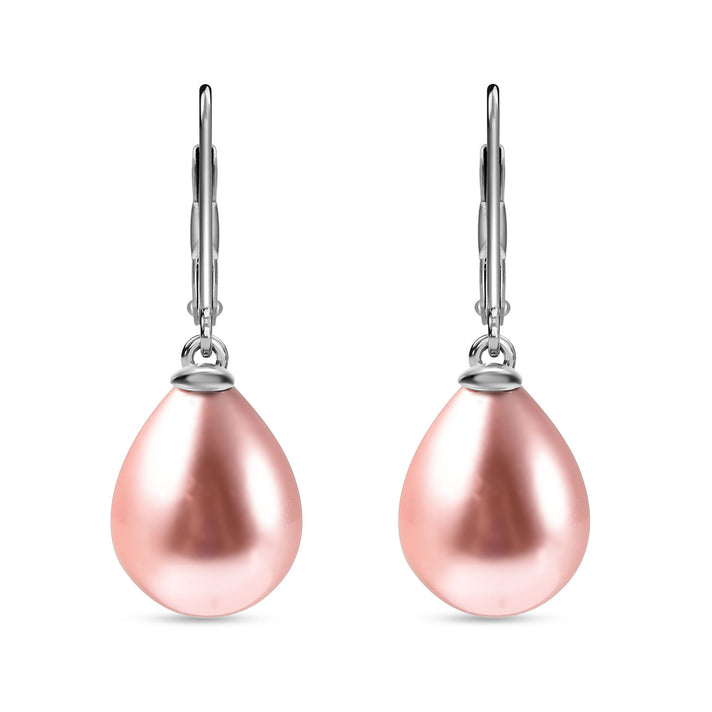 Green Shell Pearl Solitaire Drop Earrings in Sterling Silver with Rhodium Plating 6317577 1