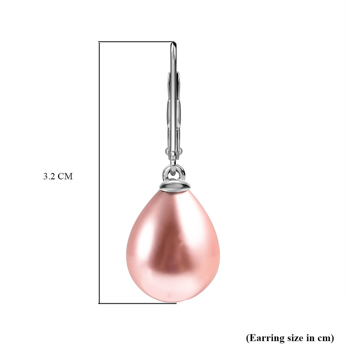 Pink Shell Pearl Solitaire Drop Earrings in Sterling Silver with Rhodium Plating 3414107 5