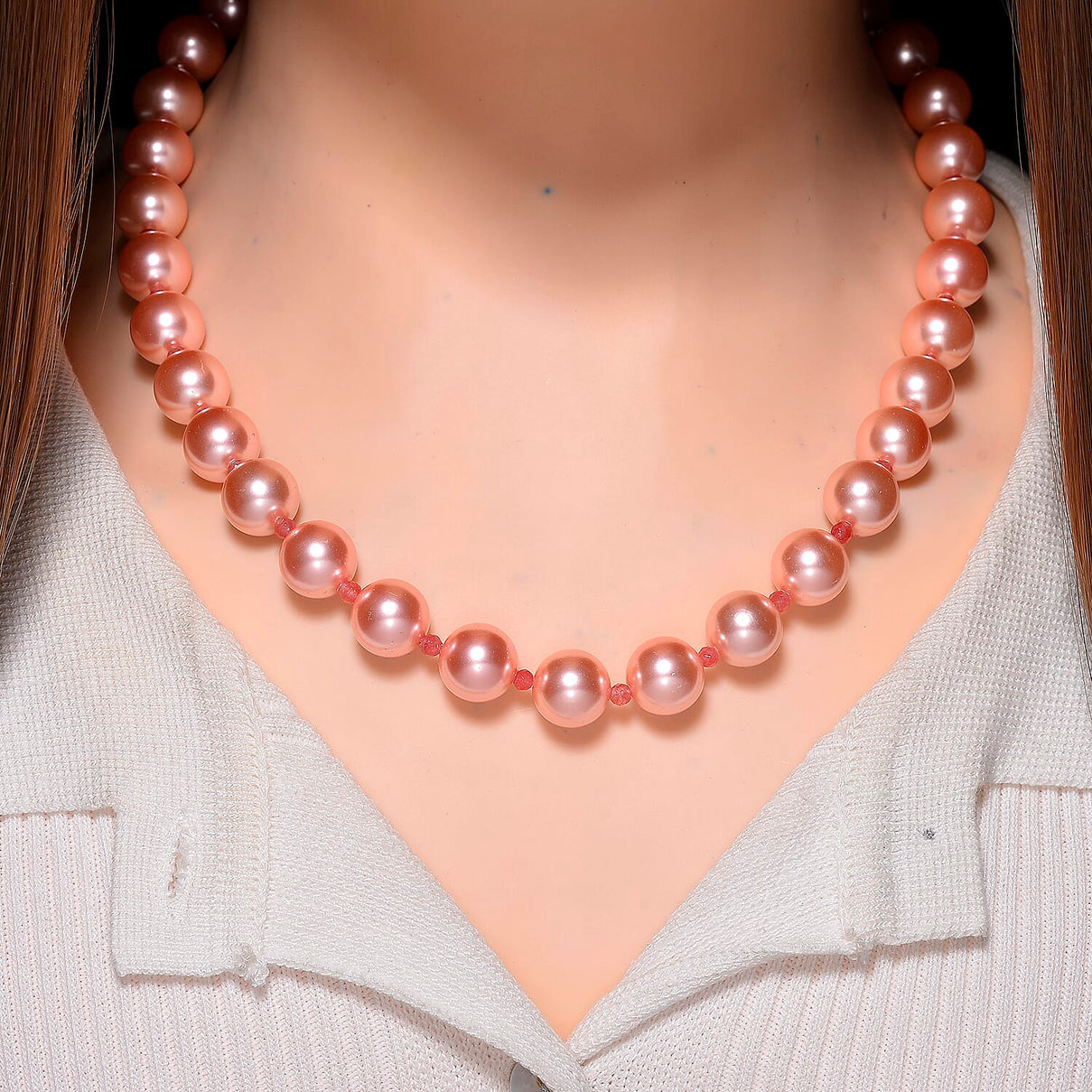 Pink Shell Pearl &amp; Strawberry Quartz Necklace (Size 20 - 2 Ext) 349.00 Ct. 8204764 2